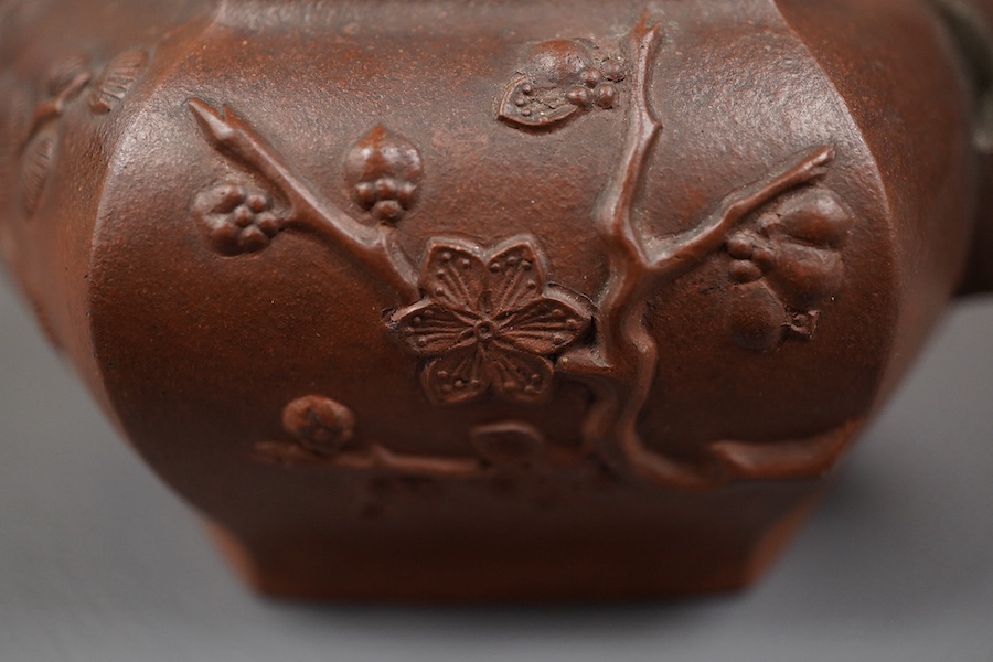 A Chinese Yixing hexagonal teapot, Kangxi period